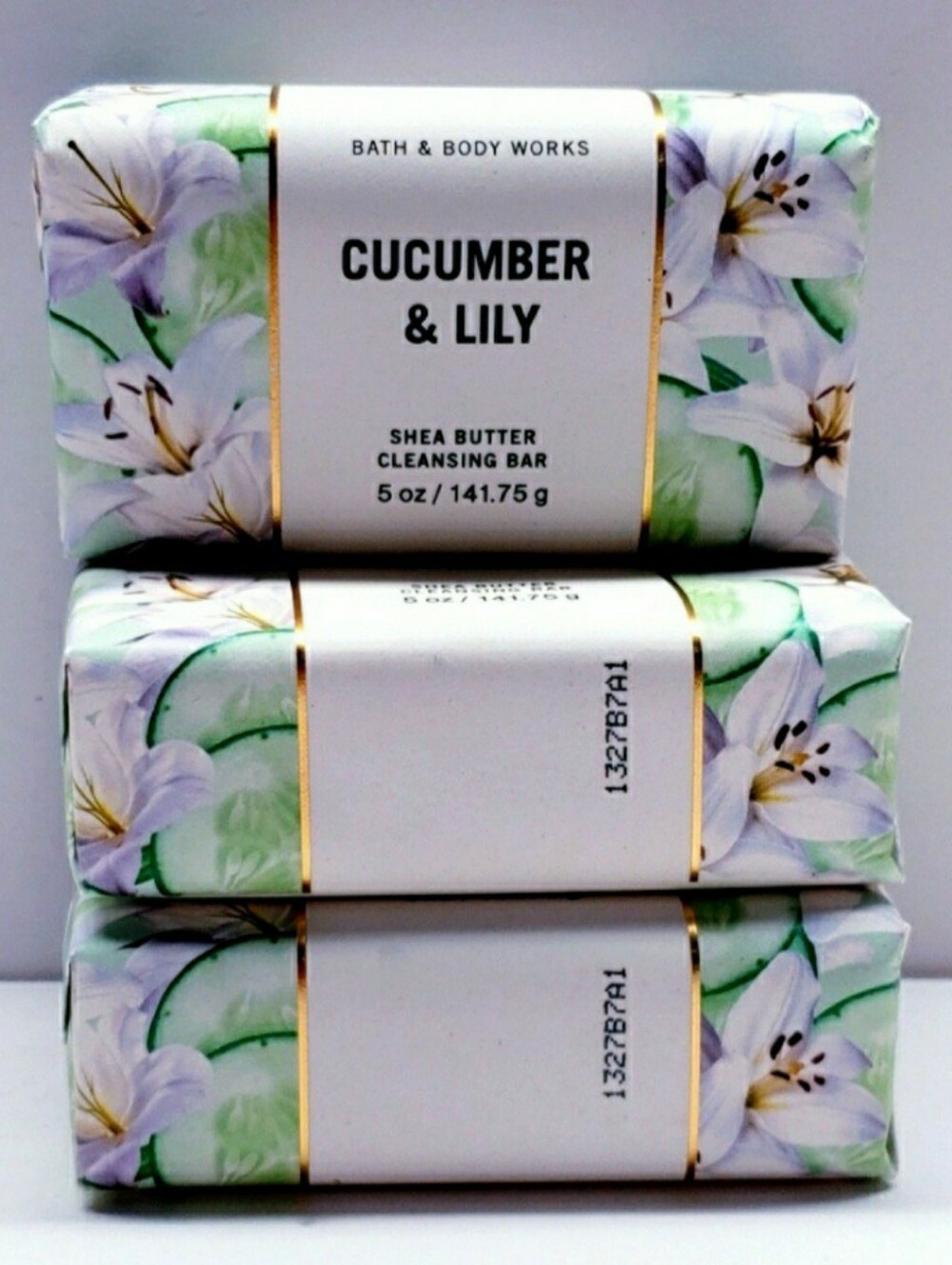 Bath & Body Works CUCUMBER & LILY Shea Butter Cleansing Bar Soap, 5 oz (3 pack)